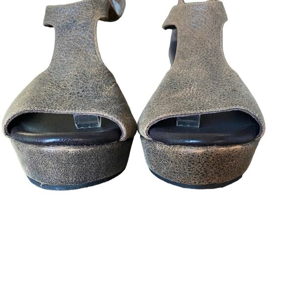 Cordani Brown Distressed Leather Wedge Sandals size 39 size 8.5 - Picture 5 of 10